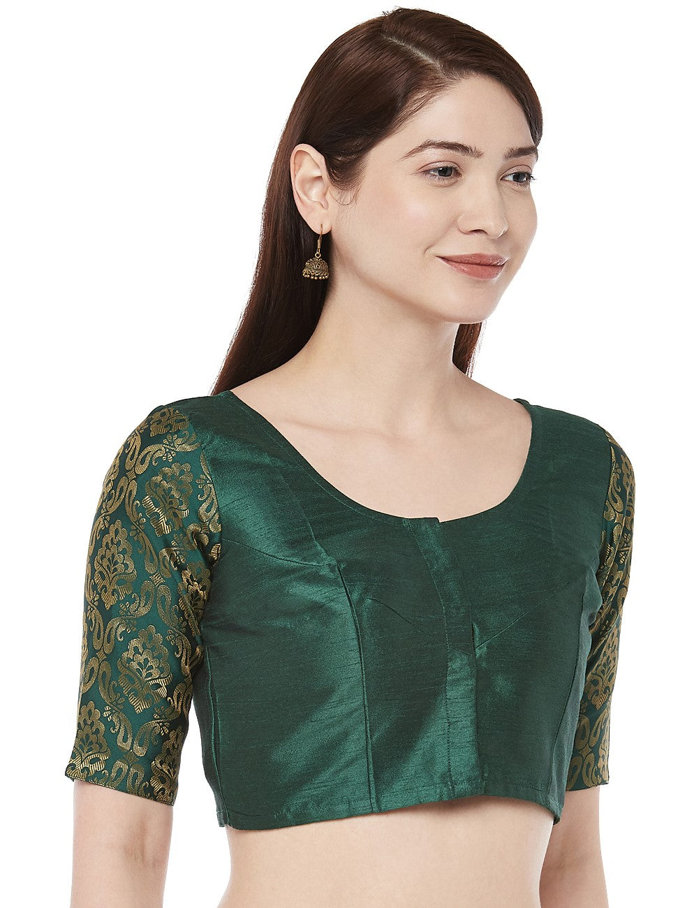 Women's Bottle Green Polyester Blouse (Design 1966)
