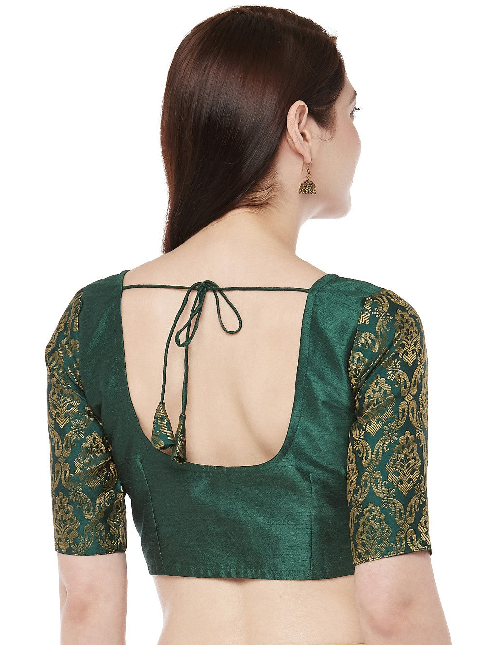 Women's Bottle Green Polyester Blouse (Design 1966)