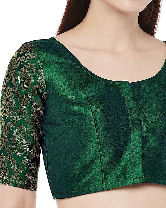 Women's Bottle Green Polyester Blouse (Design 1966)