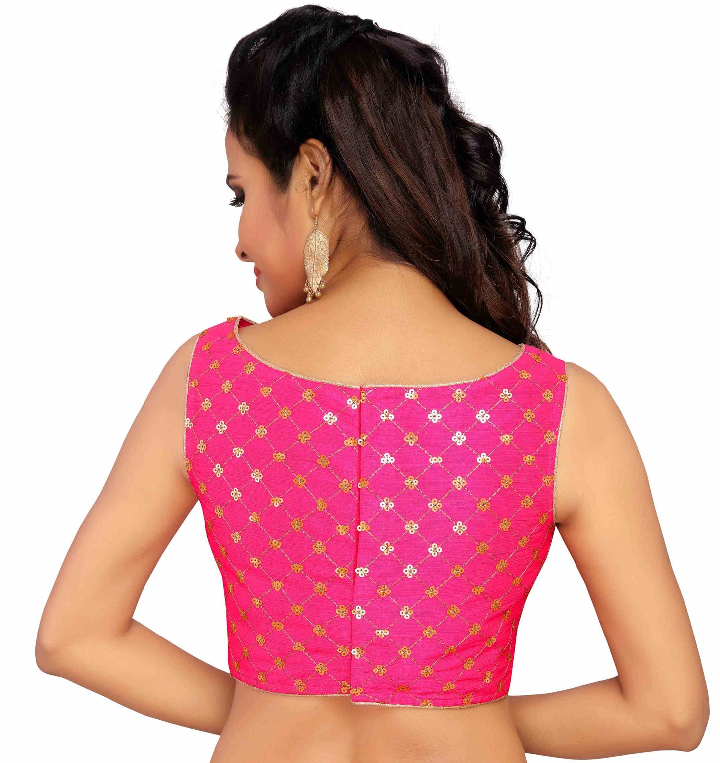 Women's Pink Embroidered Polyester Blouse (Design 1984)