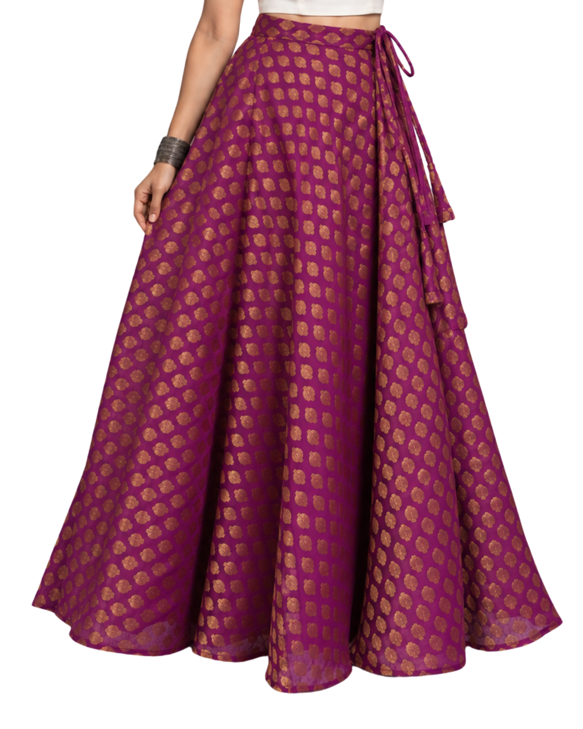 Studio Shringaar Women's Readymade Wine Skirt Lehenga (Design 1052)