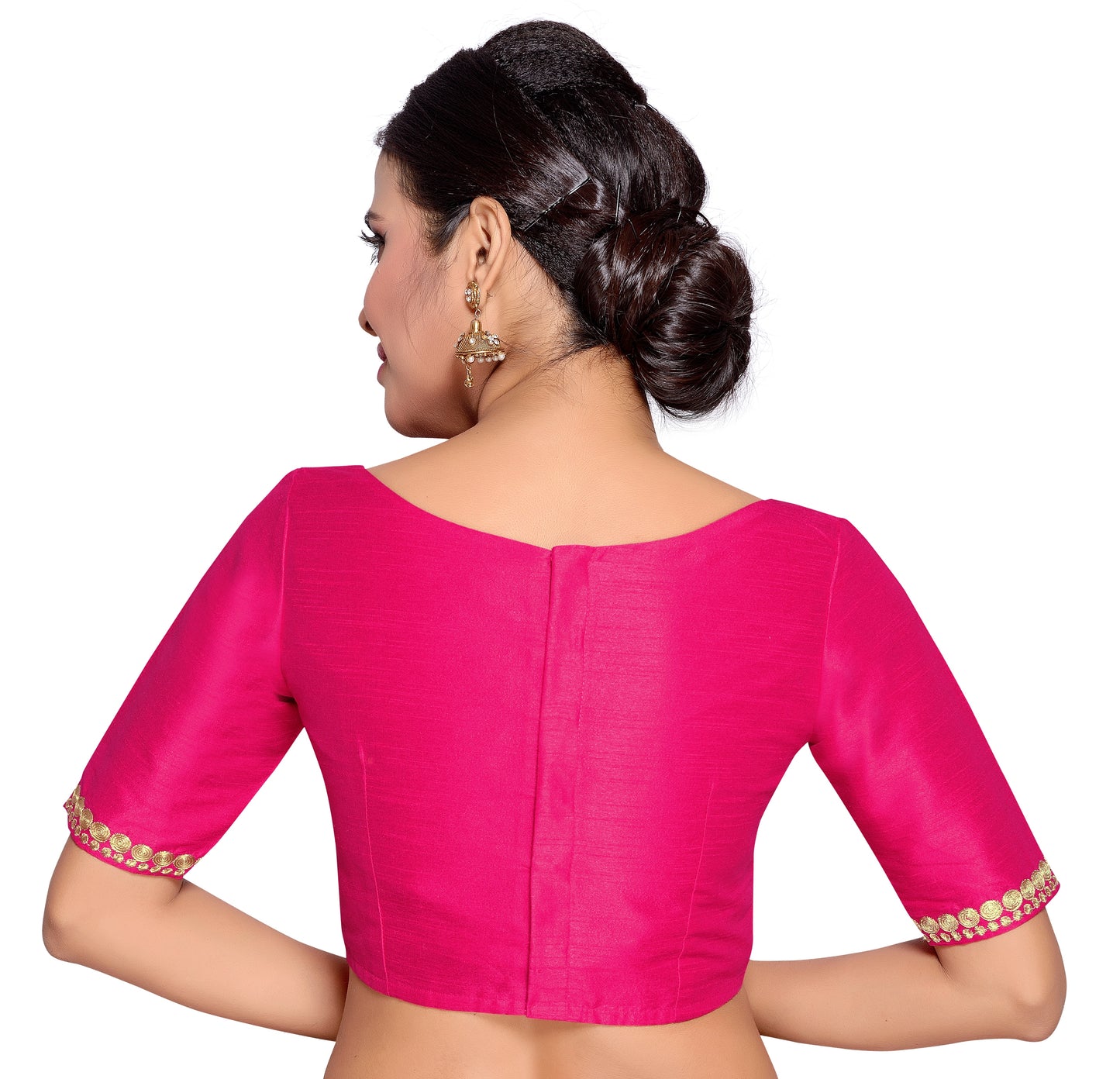 Women's Silk Half Sleeve Blouse (2059 - Pink)