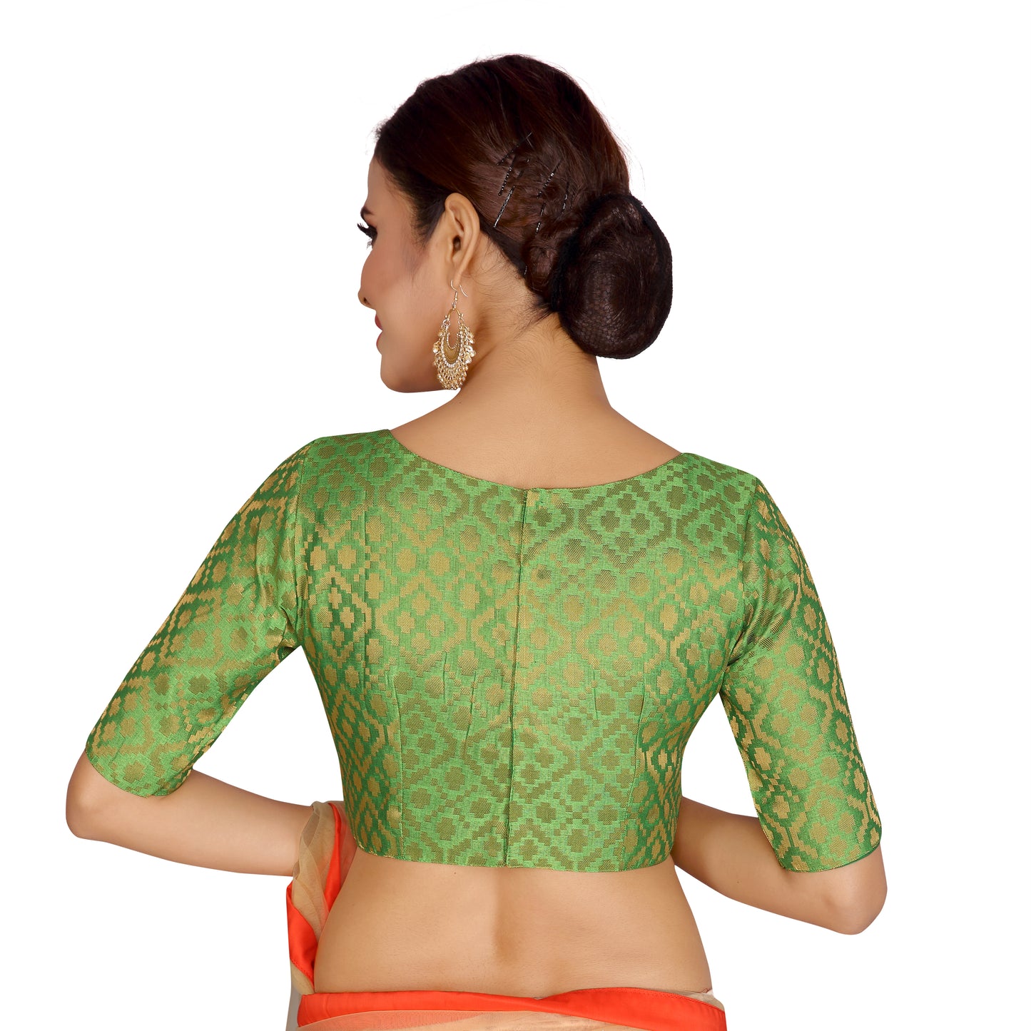 Women's Green Brocade Polyester Blouse (Design 2124)