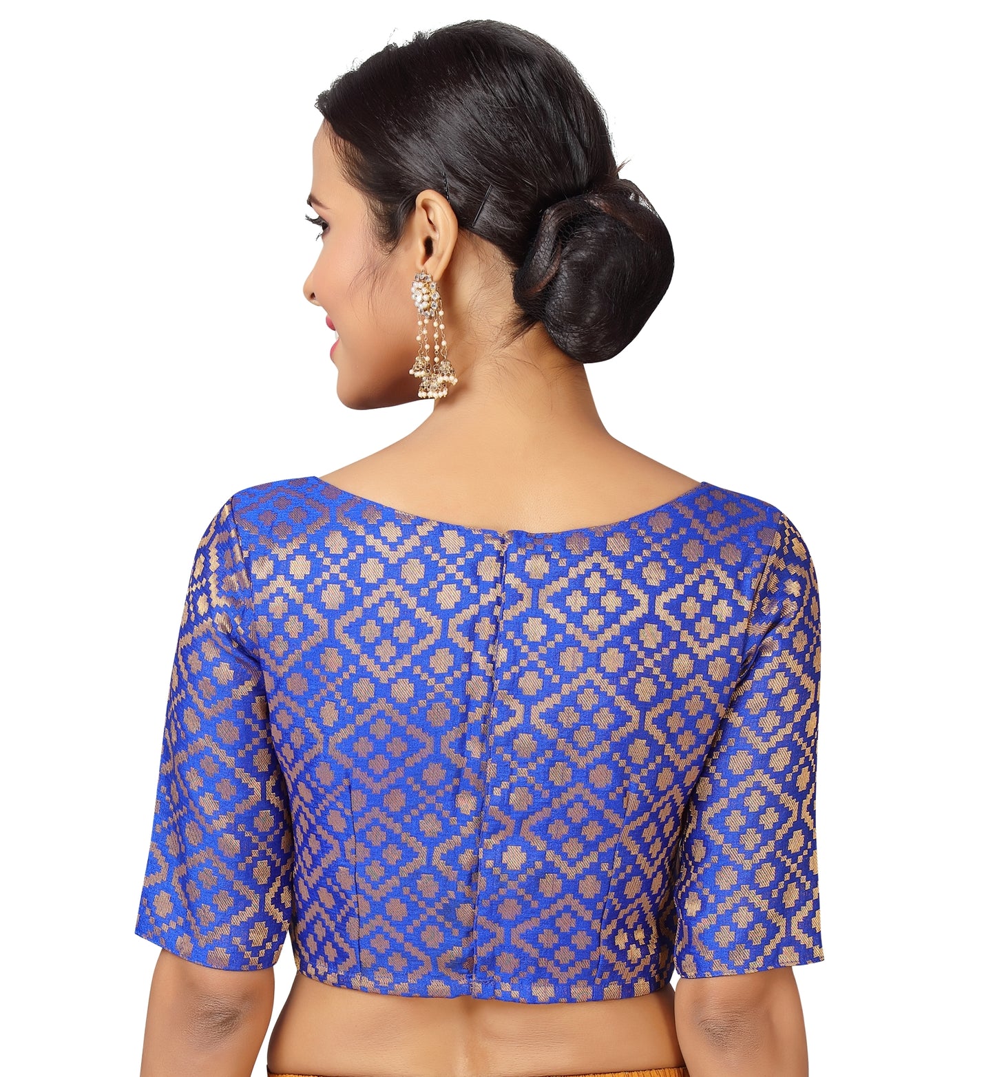 Women's Royal Blue Brocade Polyester Blouse (Design 2124)