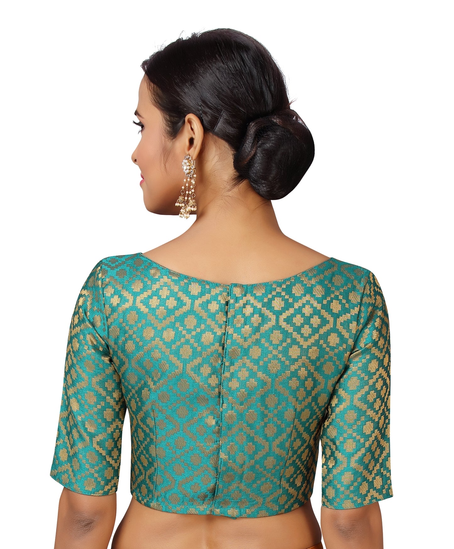 Women's Rama Green Brocade Polyester Blouse (Design 2124)