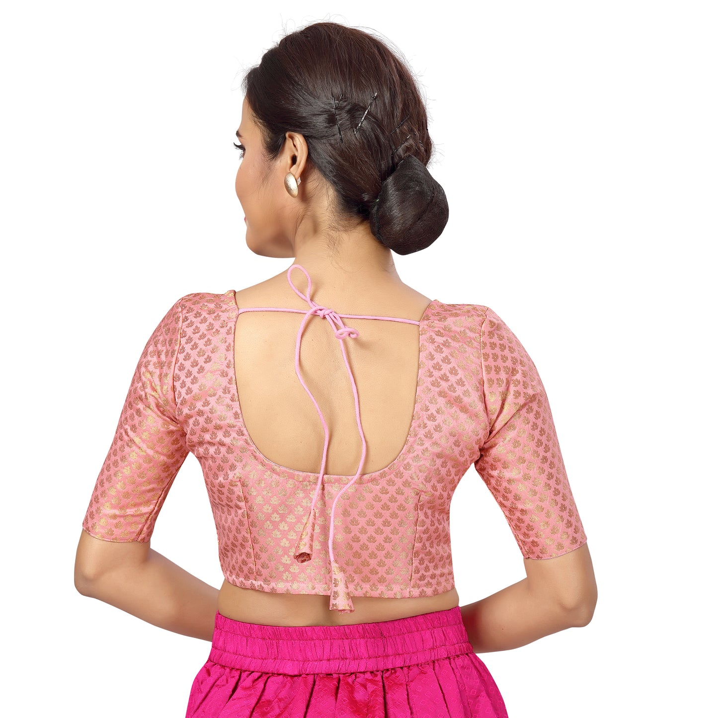 Women's Light Pink Brocade Blouse (Design 2157)