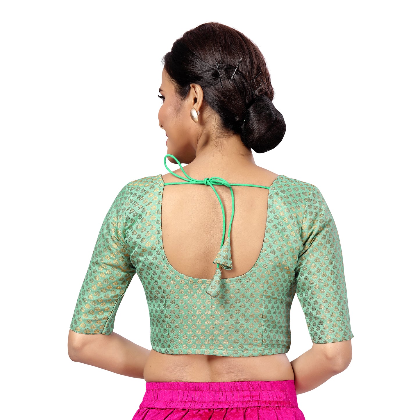 Women's Sky Blue Brocade Blouse (Design 2157)