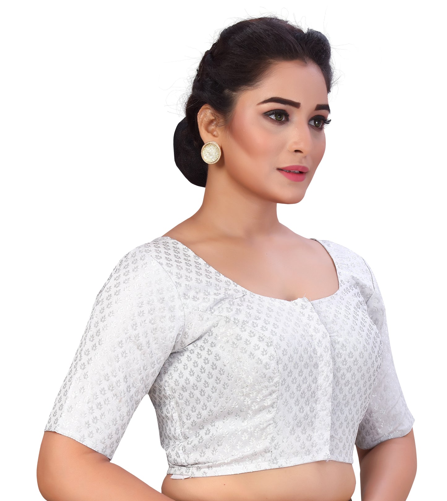Women's Silver Brocade Blouse (Design 2157)