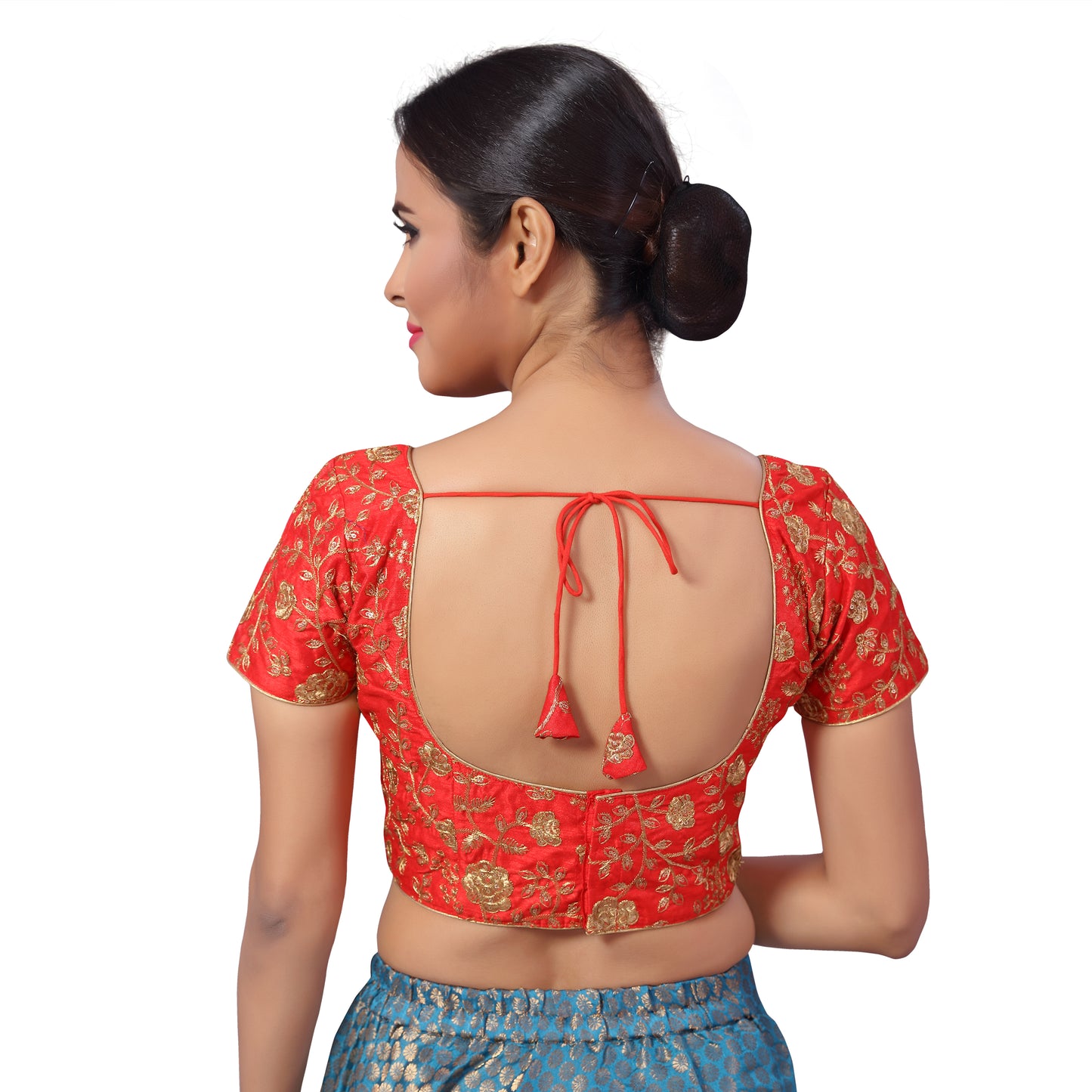 Women's Red Embroidered Polyester Blouse (Design 2183)