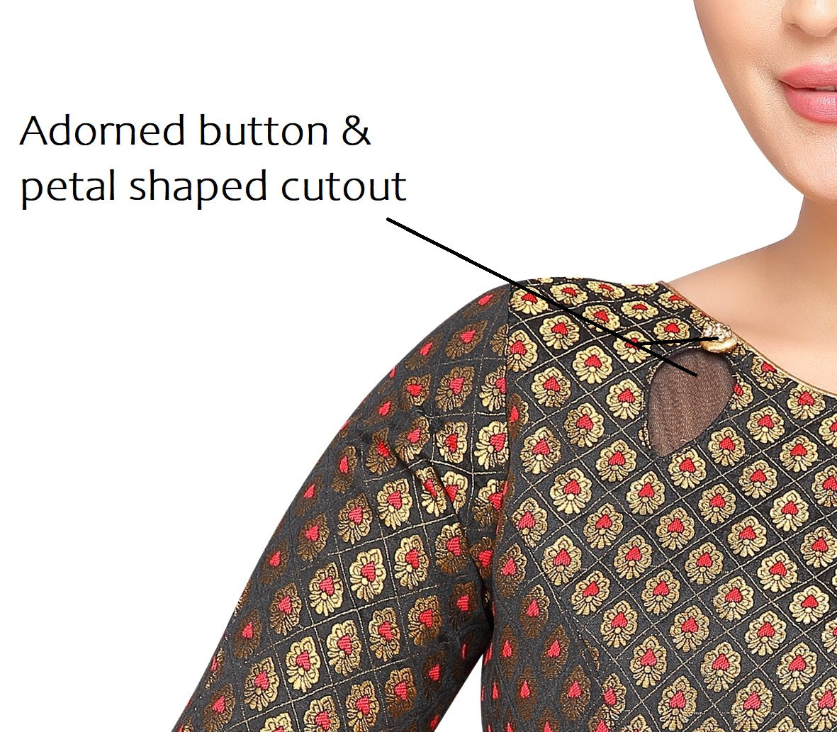 Women's Black Benaras Meena Brocade Blouse (Design 2266)
