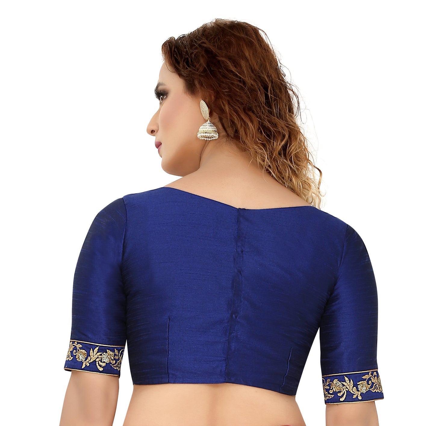 Women's Navy Blue Silk Polyester Blouse (Design 2278)