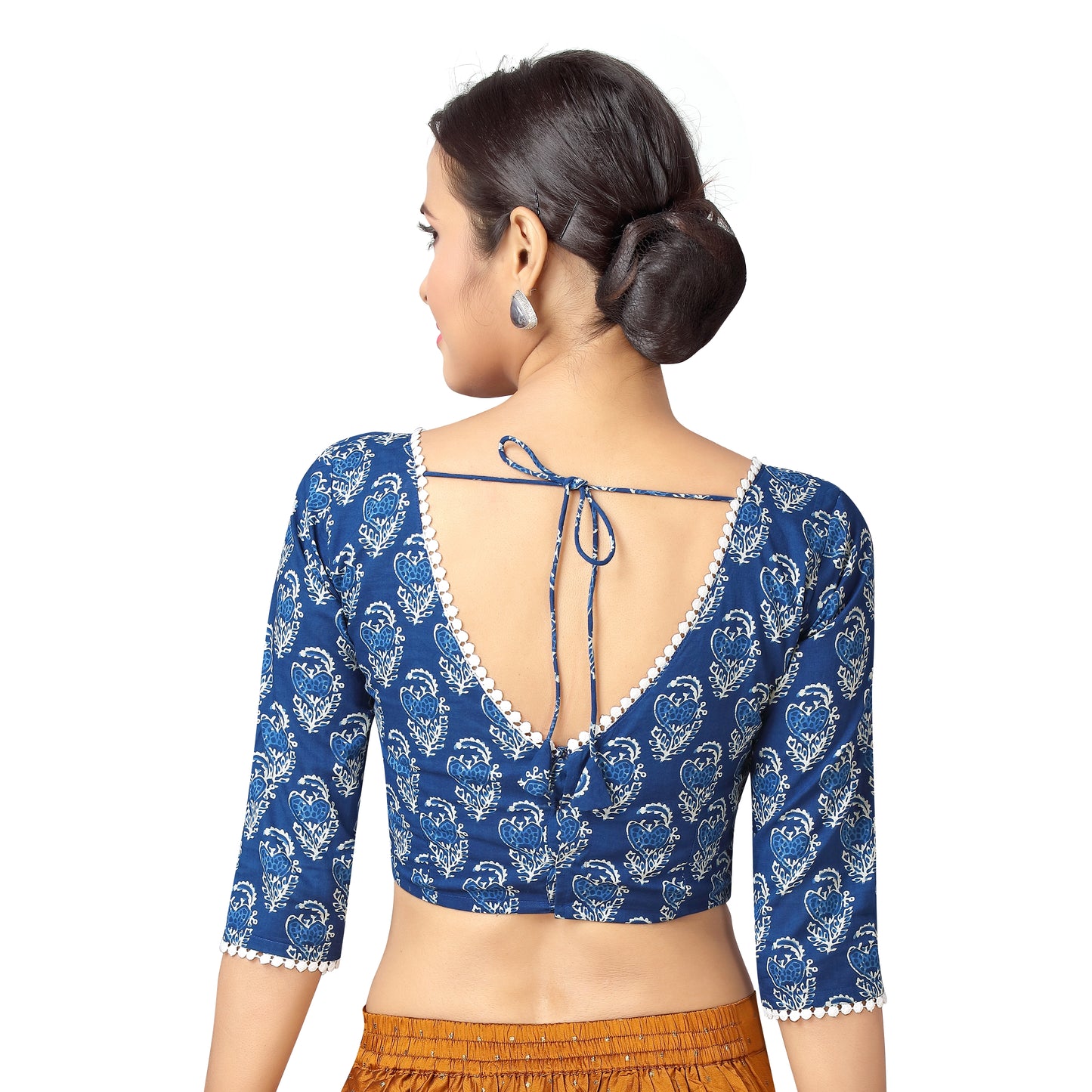 Women's Blue Printed Cotton Blouse (Design 2297)