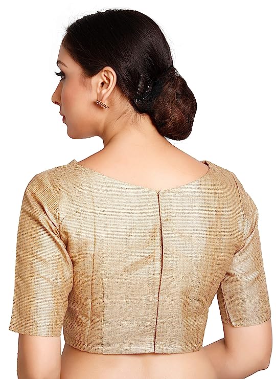 Women's Polyester Short Sleeve Saree Blouse (2319 - Gold)