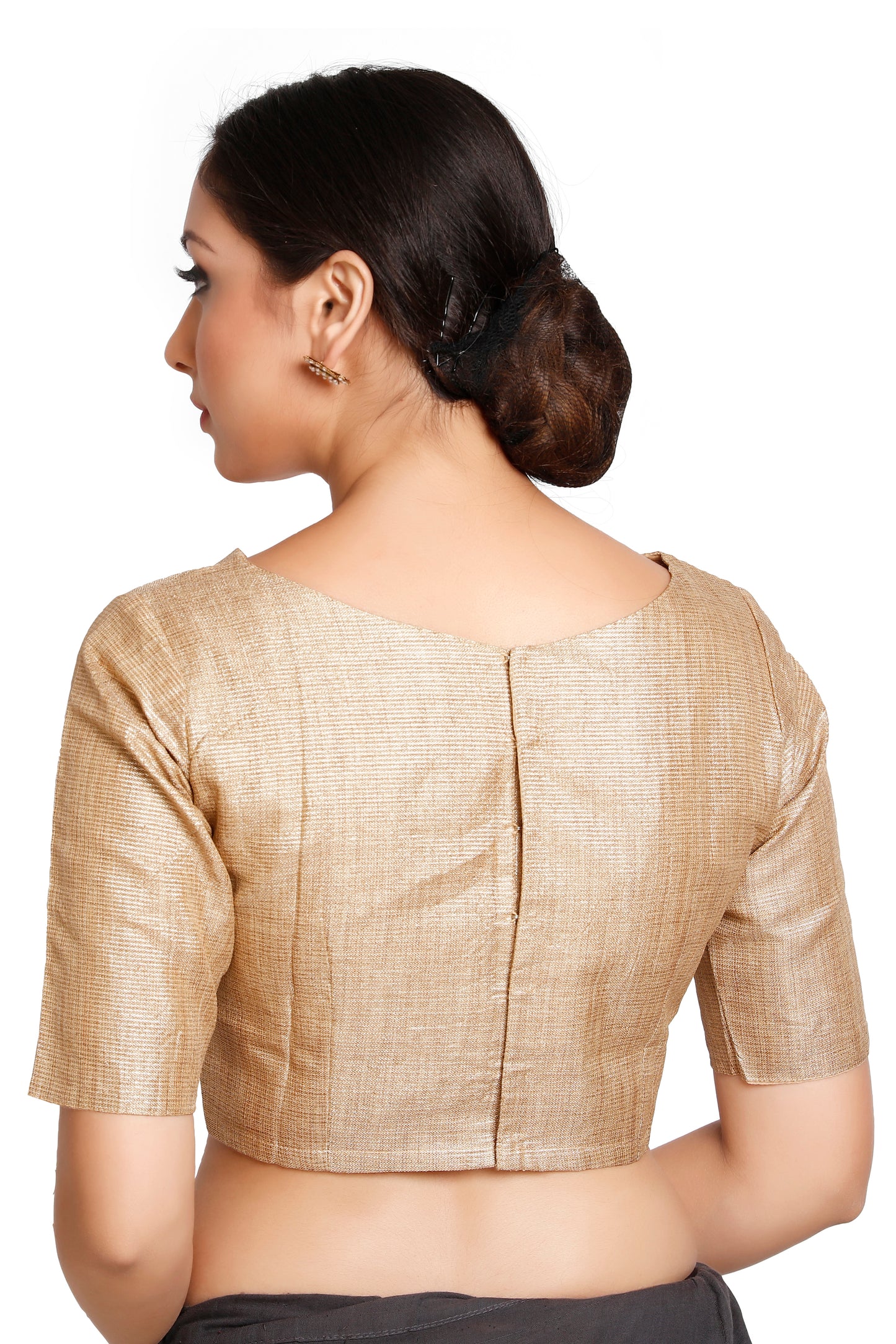 Women's Polyester Short Sleeve Saree Blouse (2319 - Beige)