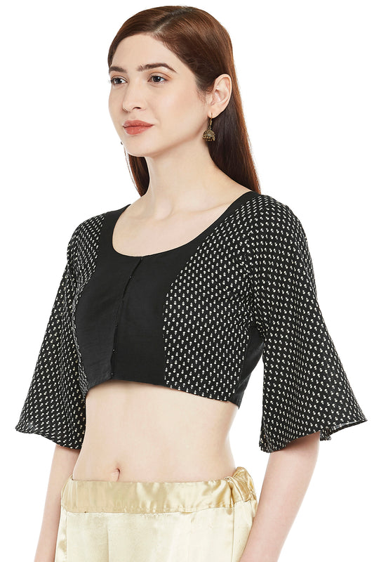 Women's Black Polyester Blouse with Tassels (Design 2338)