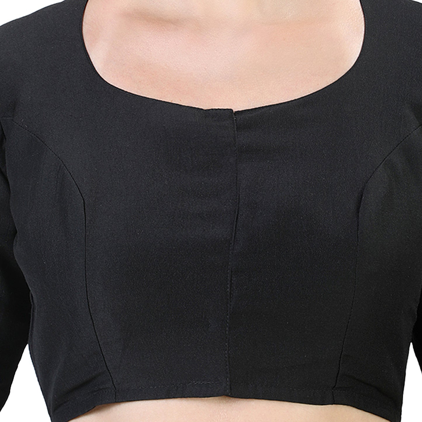 Women's Polyester Solid Short Sleeve Saree Blouse (2341 - Black)