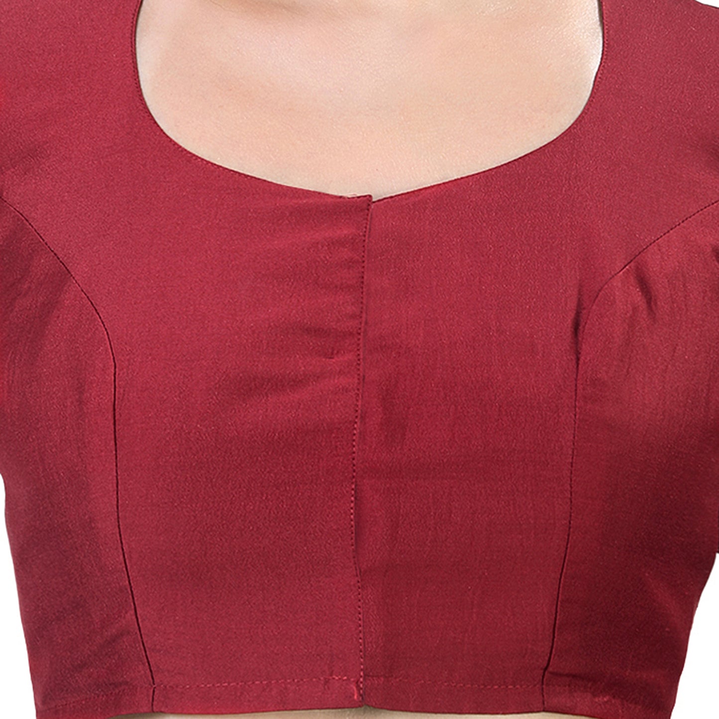Women's Polyester Solid Short Sleeve Saree Blouse (2341 - Maroon)