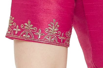 Women's Pink Polyester Blouse with Zari Work (Design 2348)