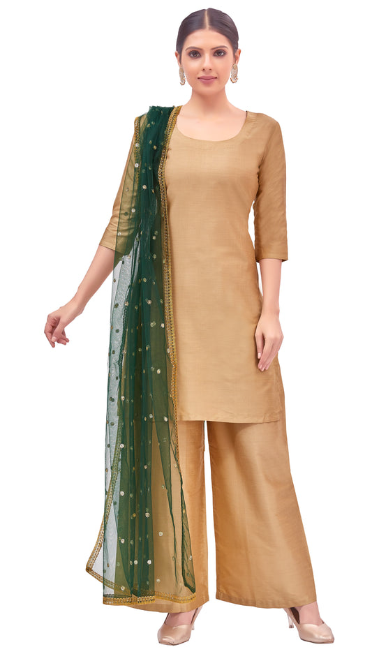 Women's Net Embroidered Full Size Dupatta (42" X 2.50 Meters) (2352 - Bottle Green)