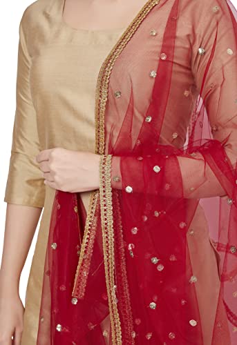Women's Net Embroidered Full Size Dupatta (42" X 2.50 Meters) (2352 - Maroon)