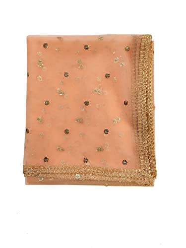 Women's Net Embroidered Full Size Dupatta (42" X 2.50 Meters) (2352 - Peach)