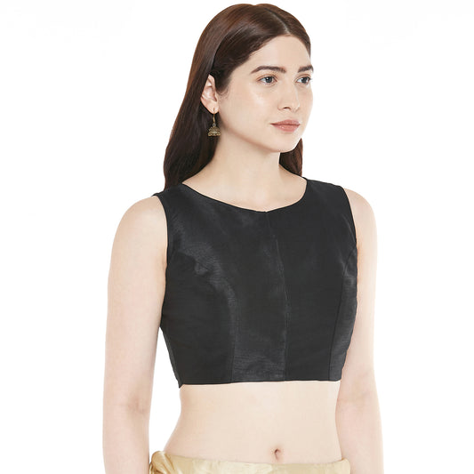 Women's Black Silk Polyester Blouse (Design 2353)