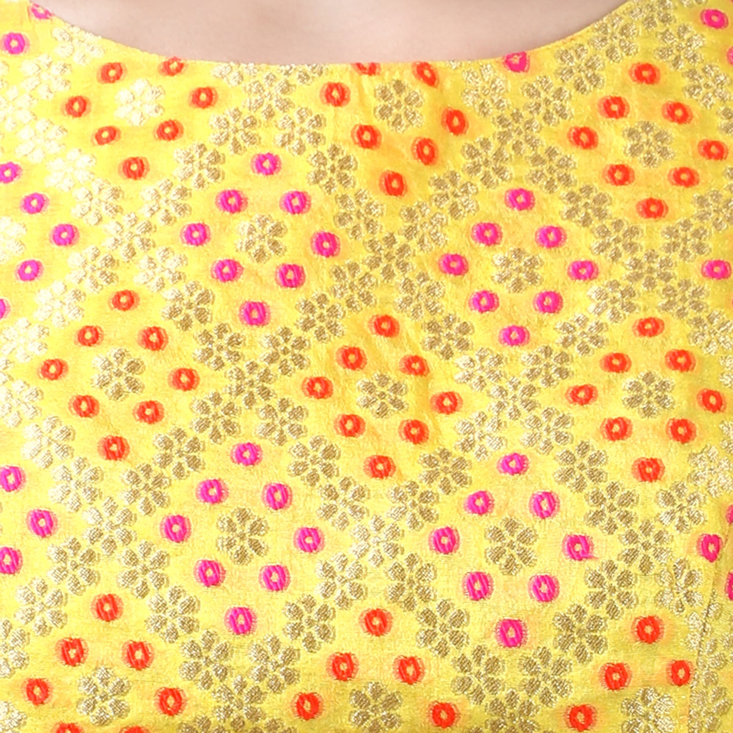 Women's Yellow Brocade Polyester Blouse (Design 2367)