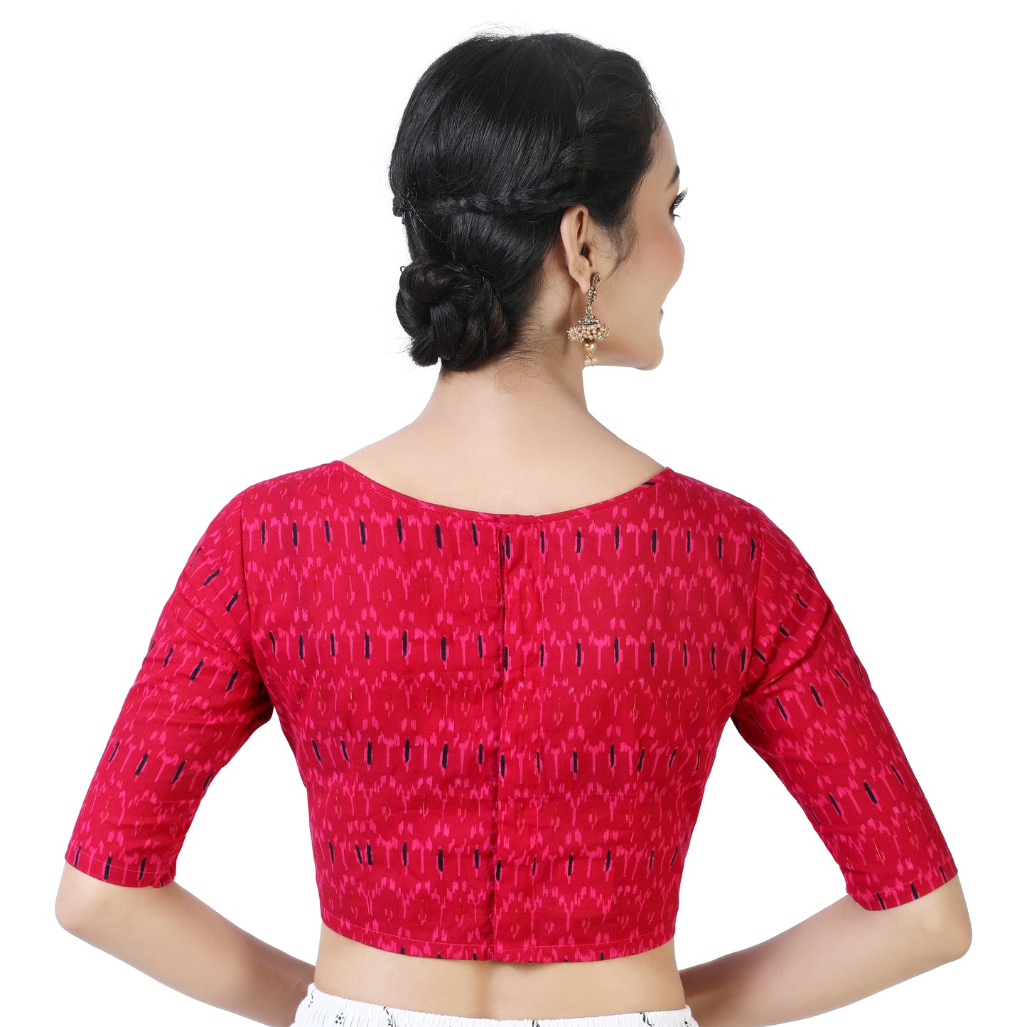Women's Pink Block Print Cotton Blouse (Design 2371)