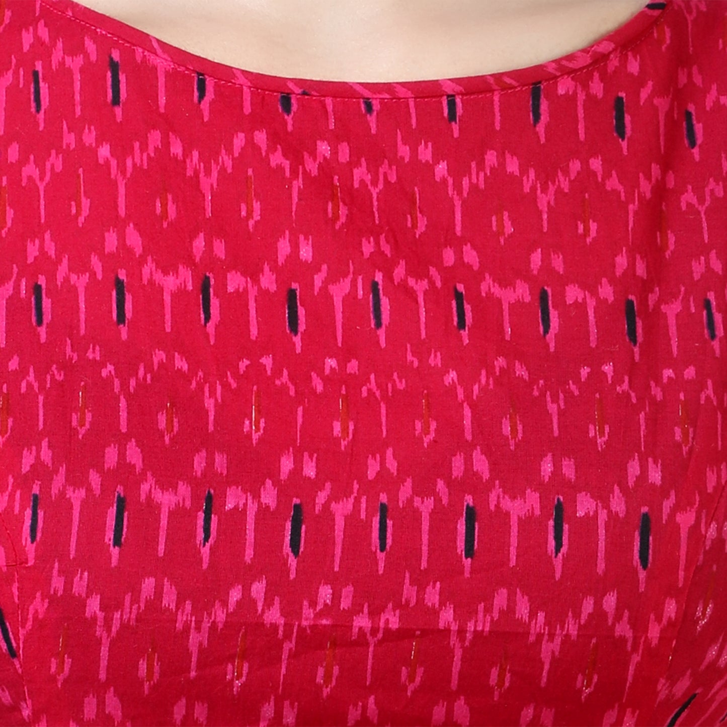 Women's Pink Block Print Cotton Blouse (Design 2371)