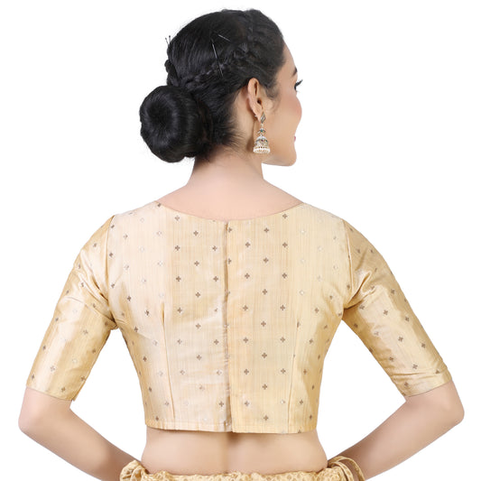 Women's Gold Brocade Polyester Blouse (Design 2384)