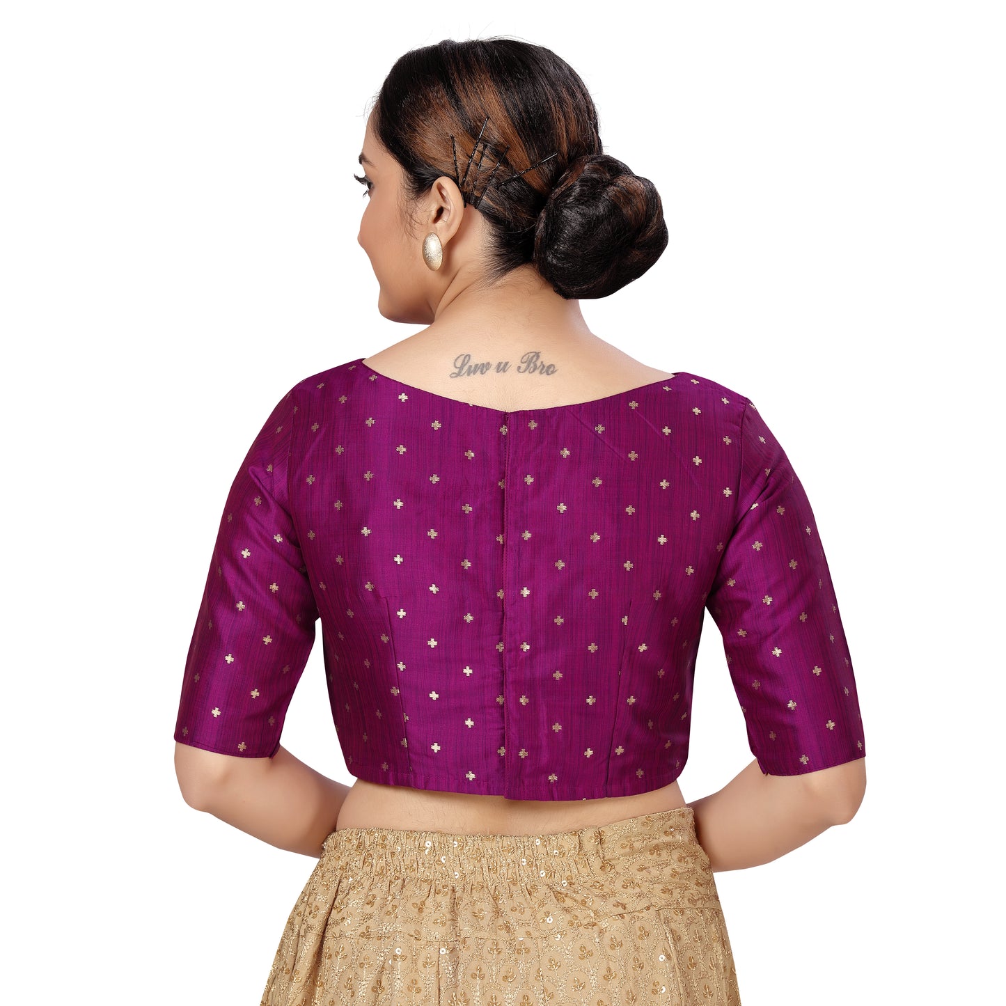 Women's Wine Brocade Polyester Blouse (Design 2384)