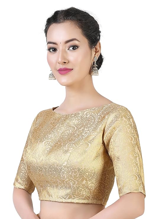 Women's Gold Printed Polyester Blouse (Design 2386)