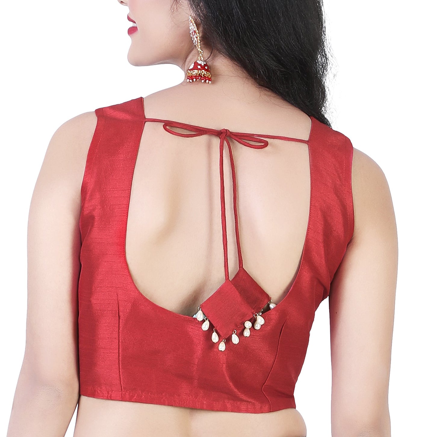 Women's Red Silk Polyester Blouse (Design 2388)