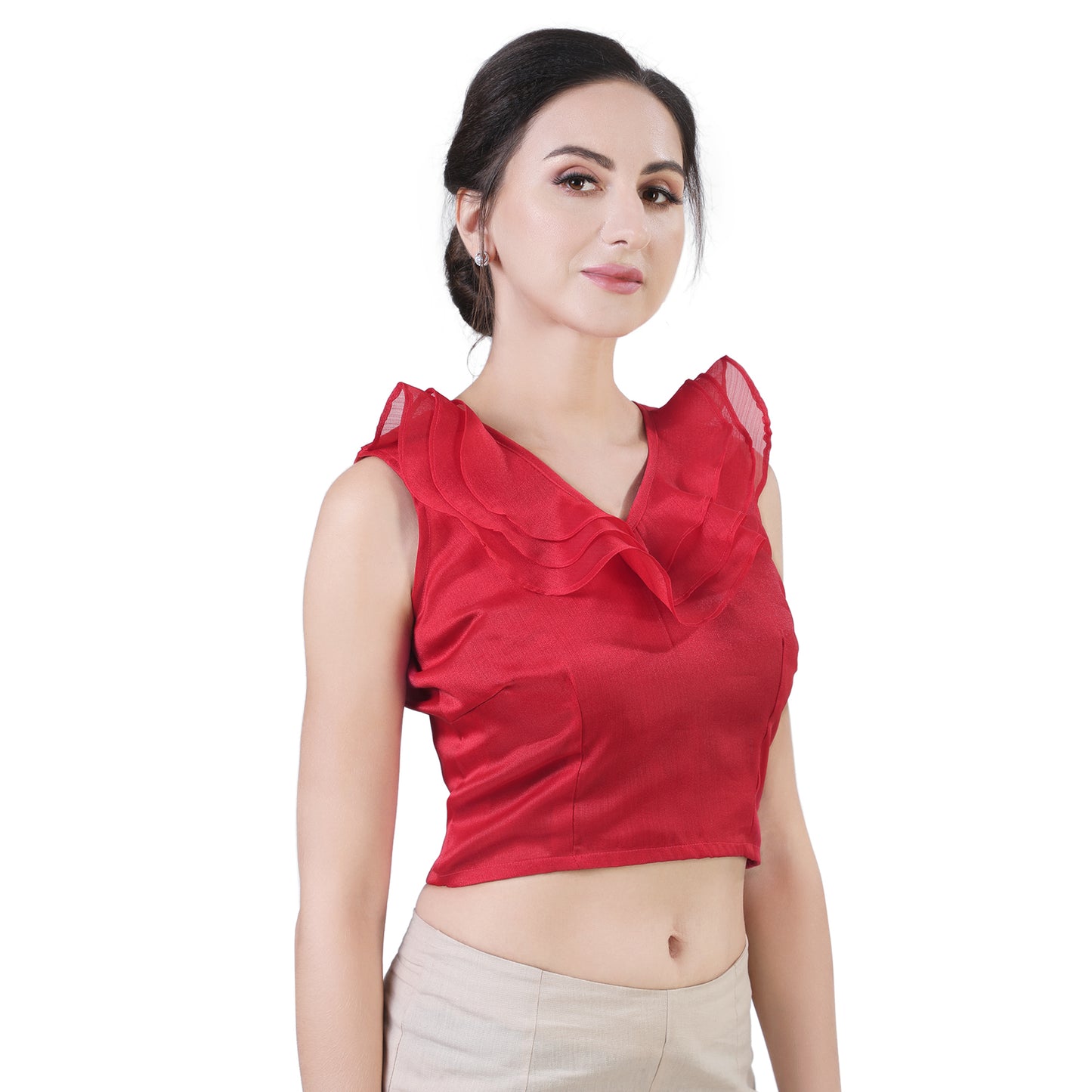 Women's Red Organza Cotton Blouse (Design 2403)