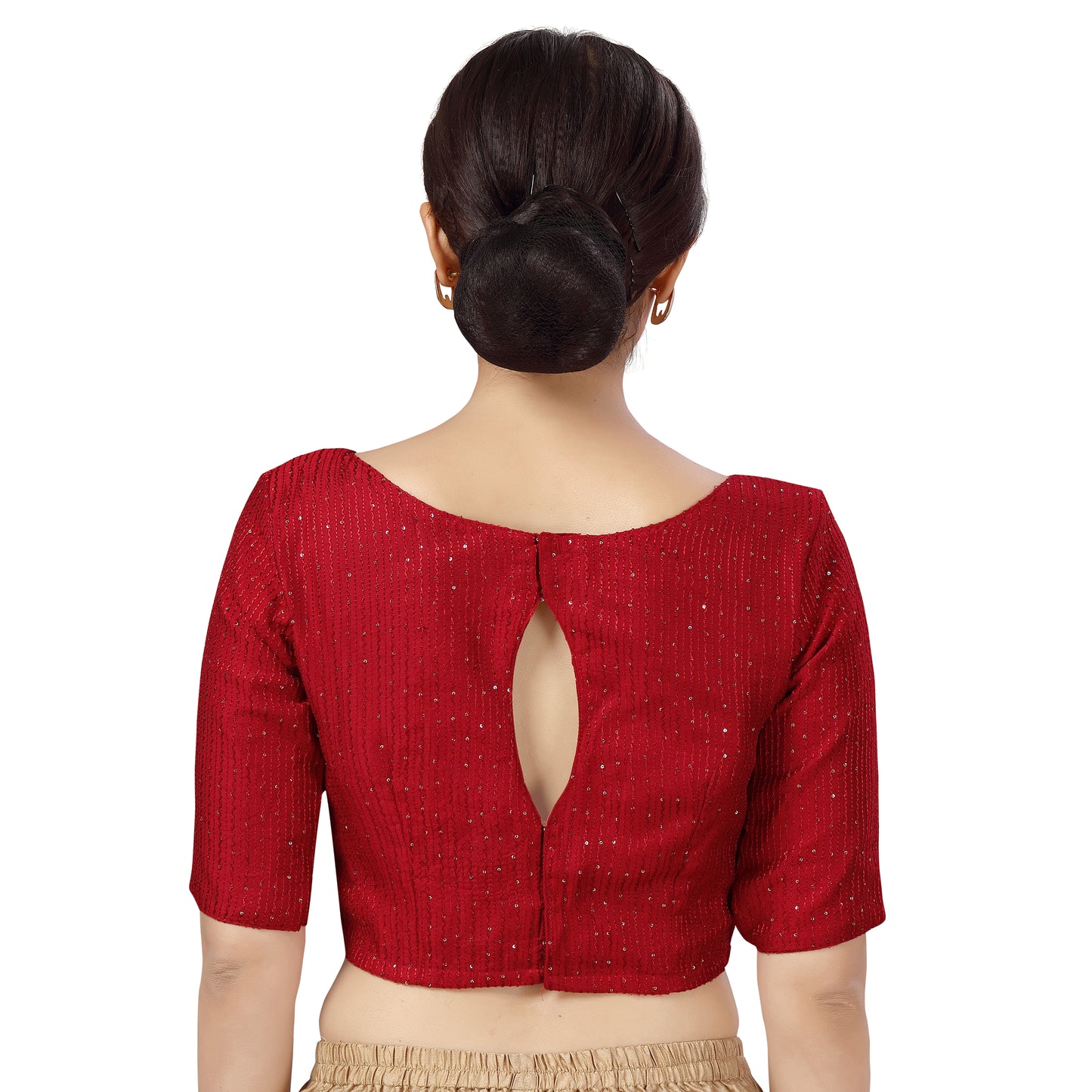 Women's Maroon Chanderi Silk with Sequins Blouse (Design 2440)