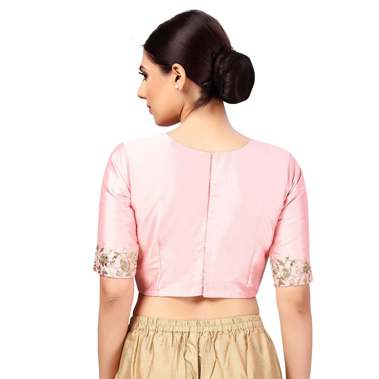 Women's Light Pink Silk Embroidered Blouse (Design 2444)