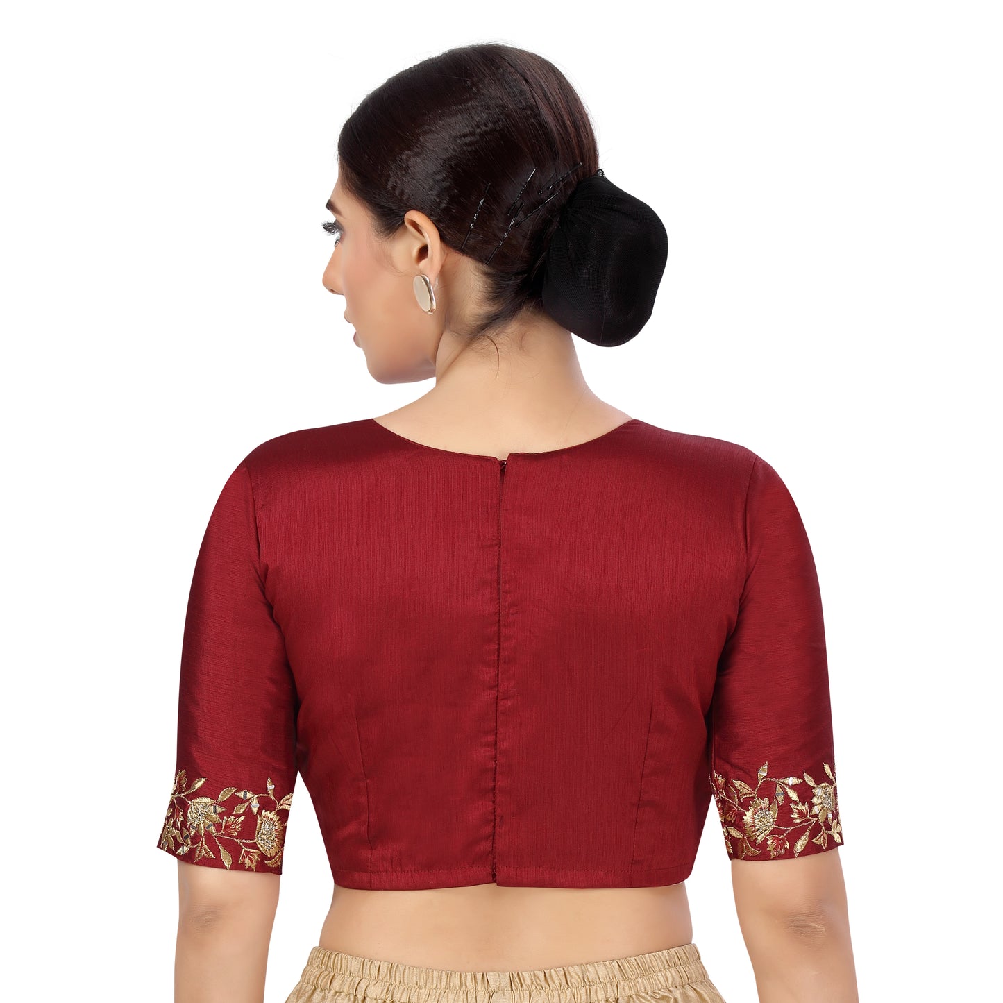 Women's Maroon Silk Embroidered Blouse (Design 2444)