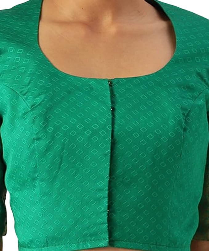 Women's Green Silk Brocade Polyester Blouse (Design 2574)