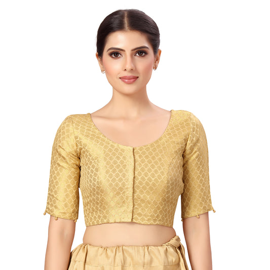 Women's Gold Benaras Brocade Cotton Blouse (Design 2576)
