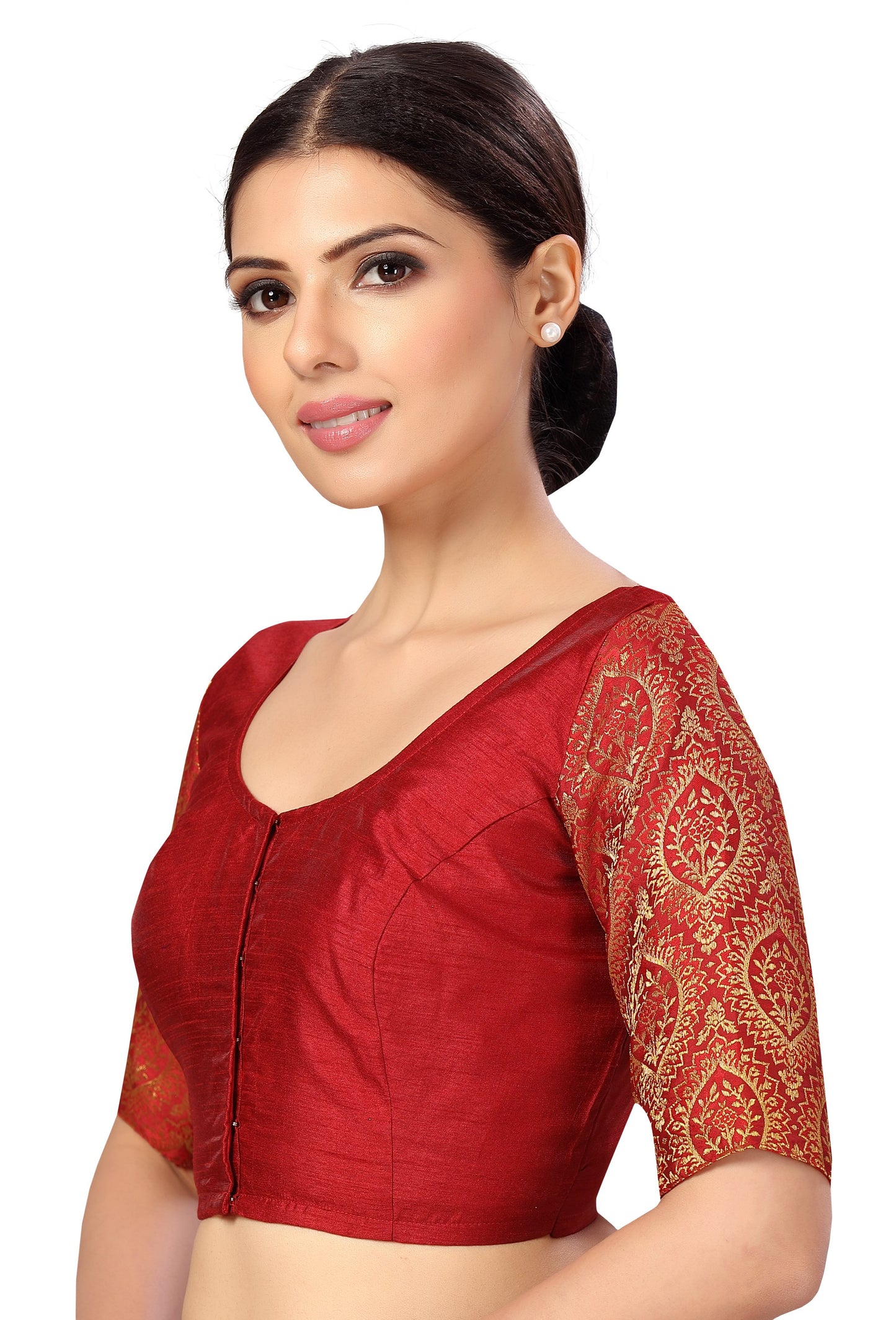 Studio Shringaar Women's Maroon Blouse (Design 2590)