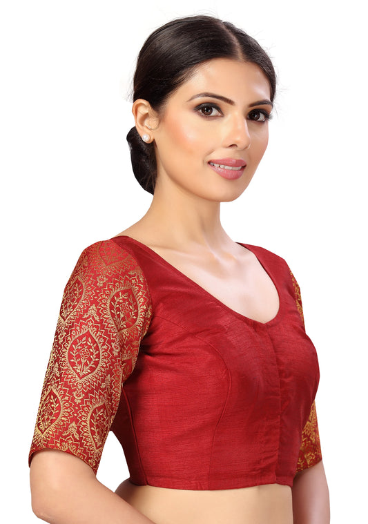 Studio Shringaar Women's Maroon Blouse (Design 2590)