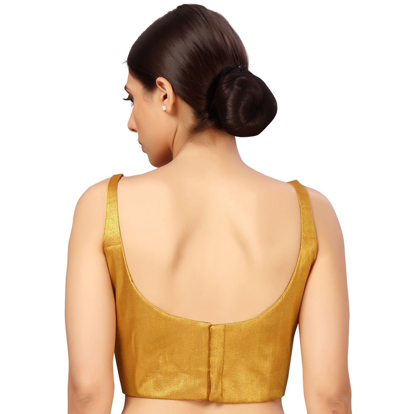 Women's Polyester Sleeveless Satin Padded Saree Blouse (2613 - Gold)