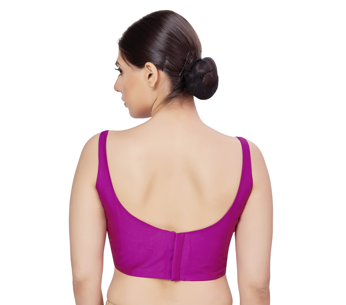 Women's Polyester Sleeveless Satin Padded Saree Blouse (2613 - Pink)