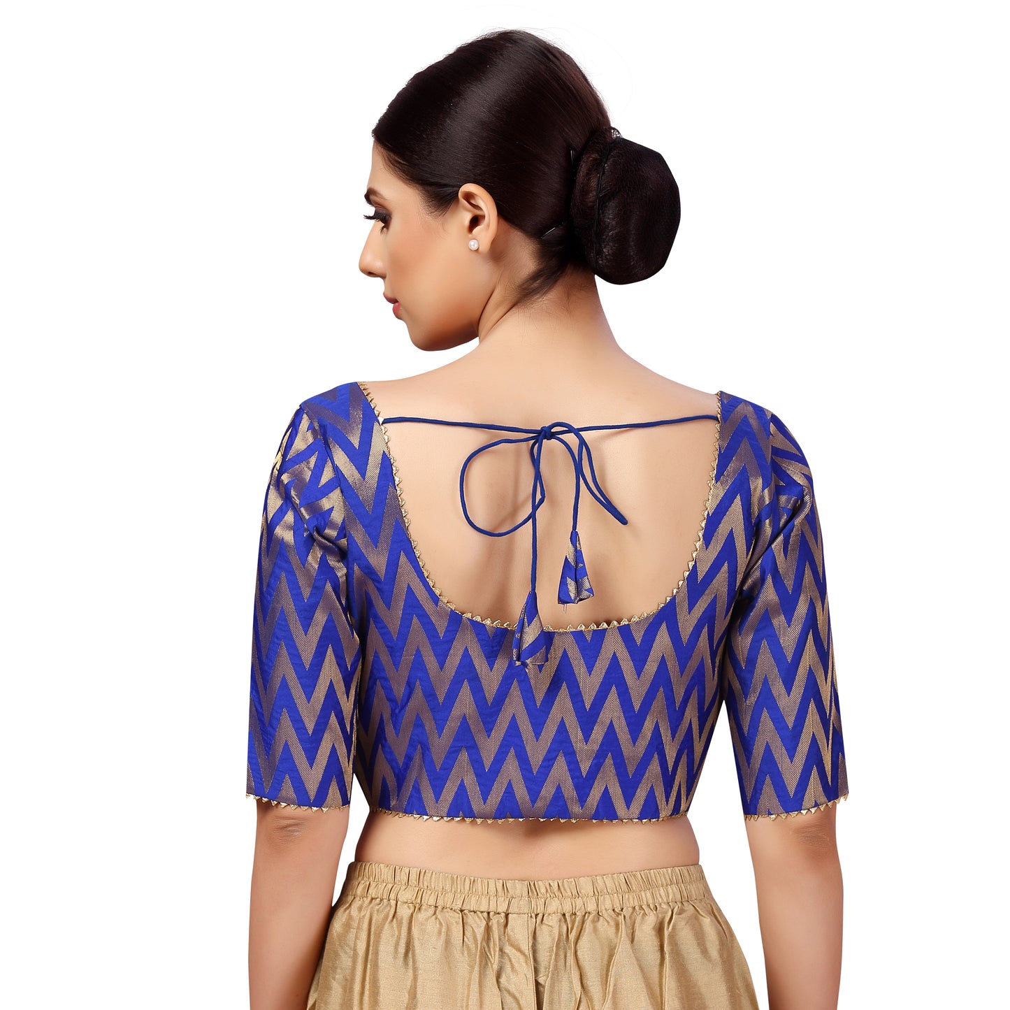 Women's Royal Blue Benaras Brocade Cotton Blouse (Design 2628)