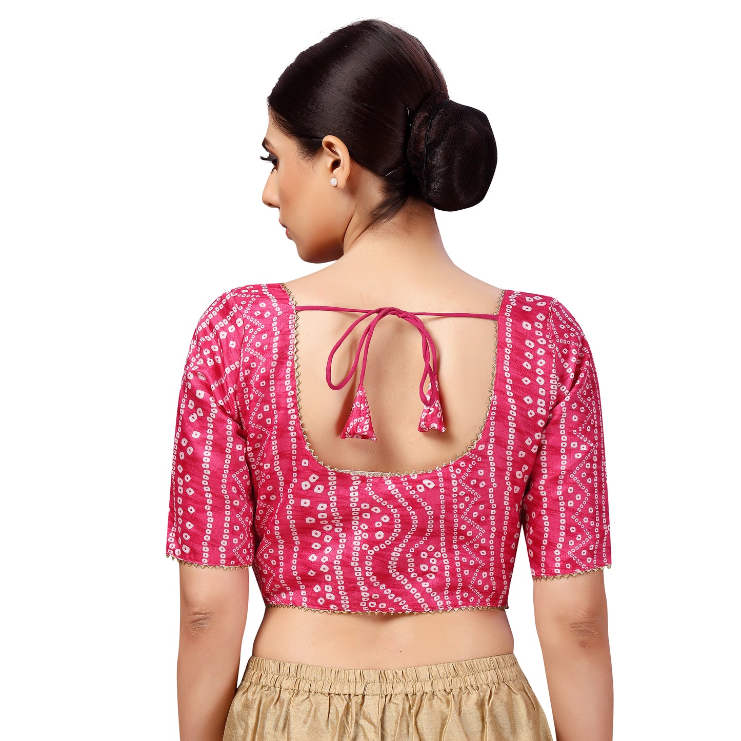 Women's Pink Bandhani Polyester Blouse (Design 2631)