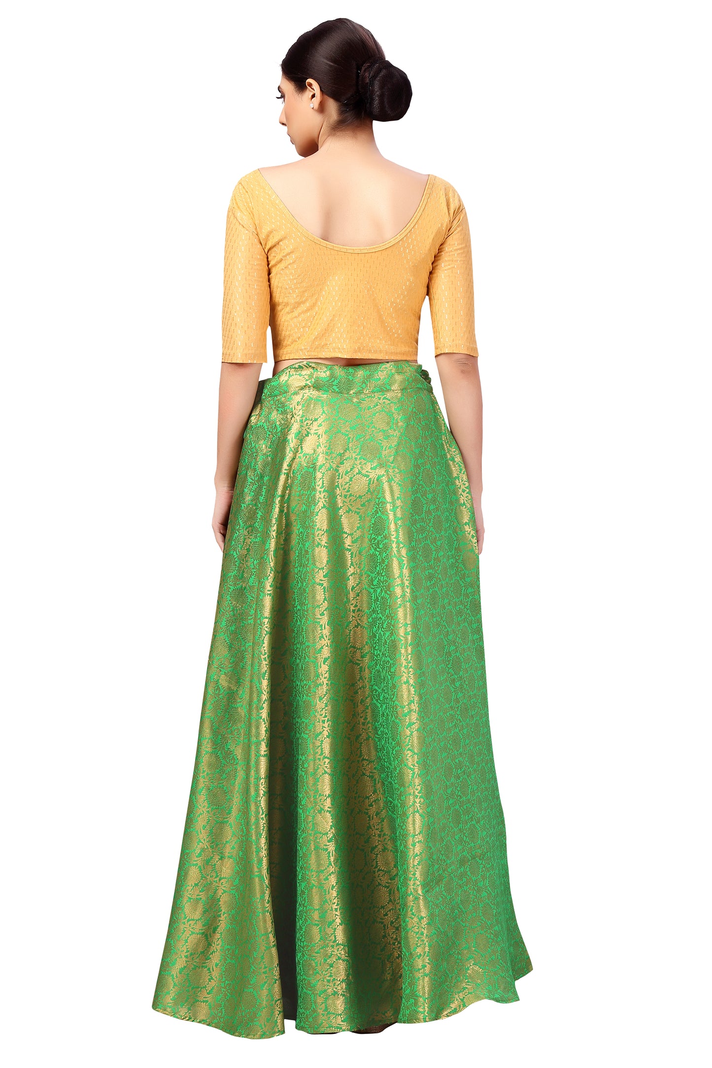 Women's Green Polyester Brocade Skirt (Design 2644)