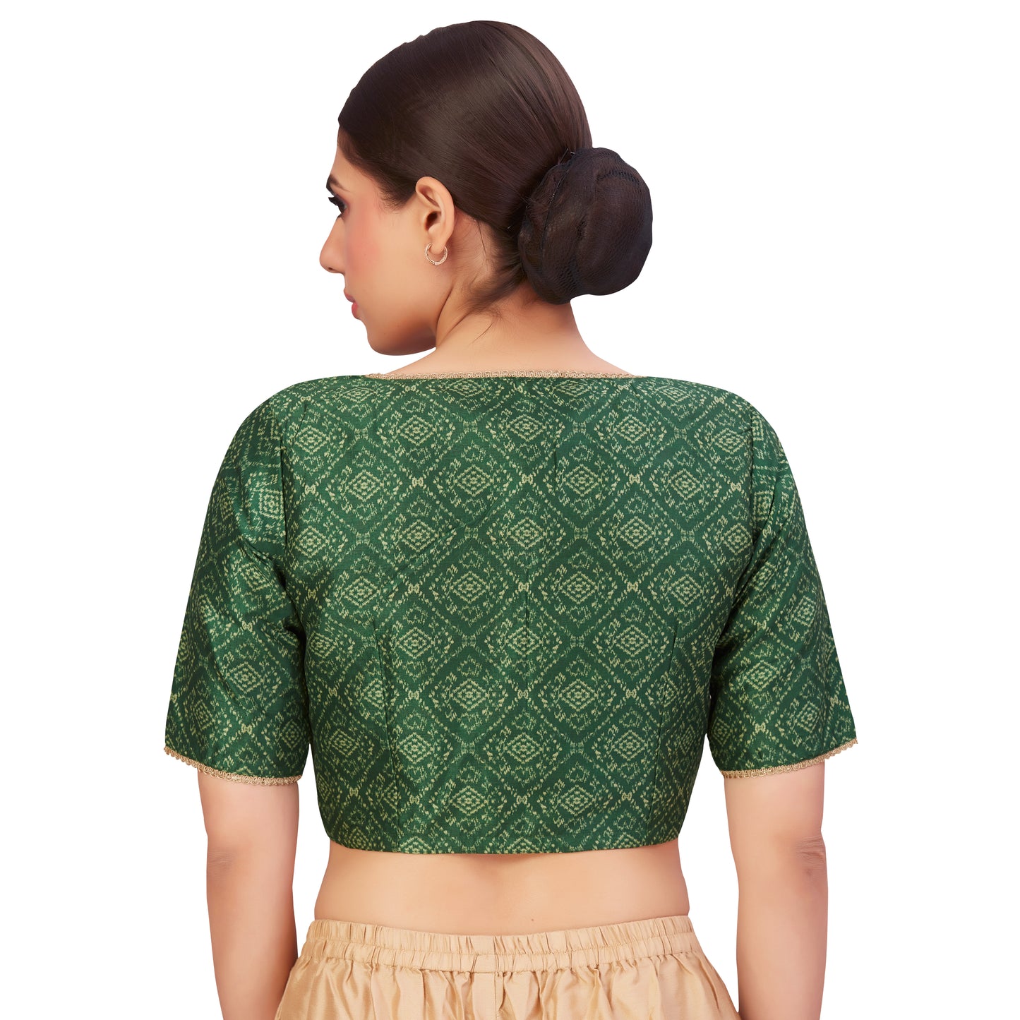 Women's Green Traditional Patola Print Polyester Blouse (Design 2650)
