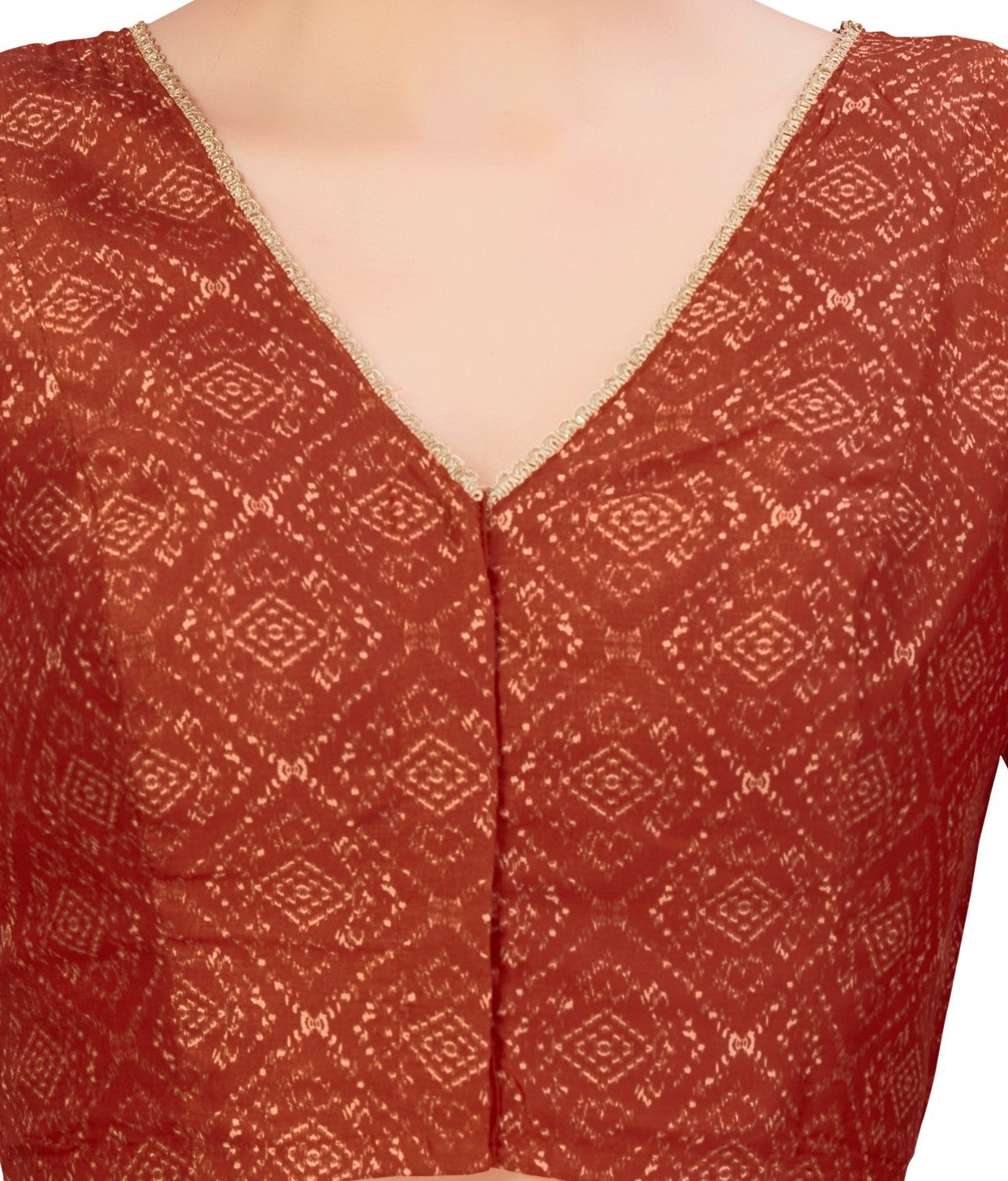 Women's Maroon Traditional Patola Print Polyester Blouse (Design 2650)