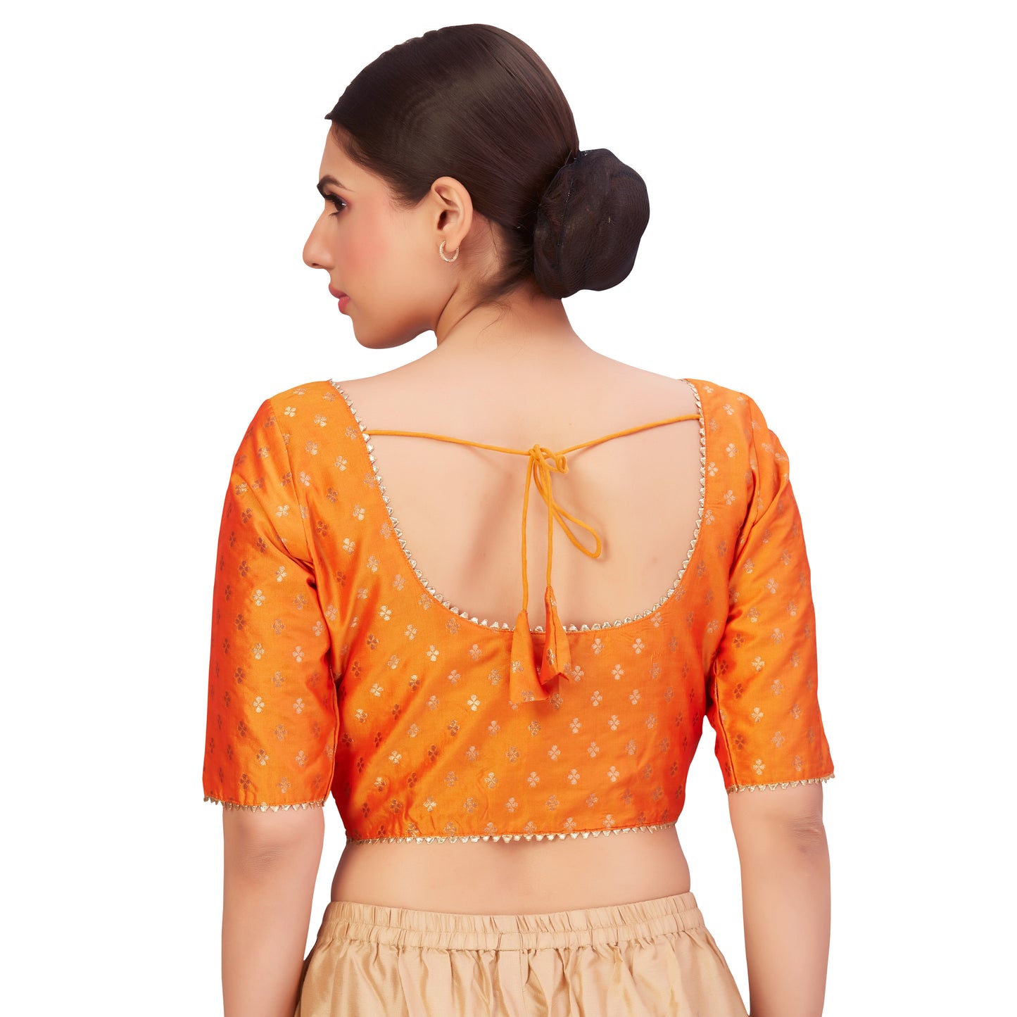 Women's Orange Benaras Brocade Polyester Blouse (Design 2652)