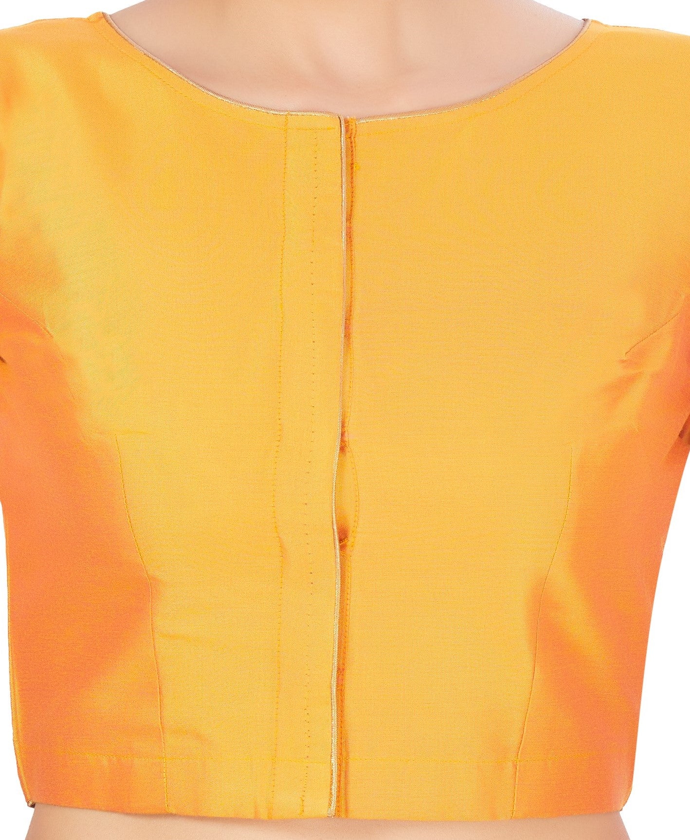 Women's Orange Silk Half Sleeve Embroidered Saree Blouse (Design 2660)